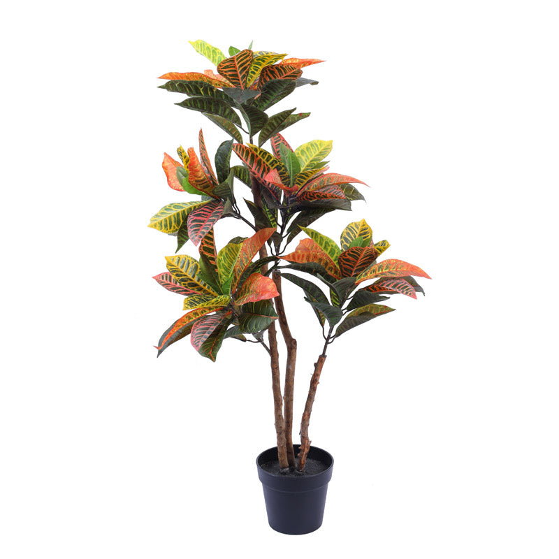 Buy Faux Realistic Croton Plant With Pot - 3.9 Feet Artificial Plants from Vaaree