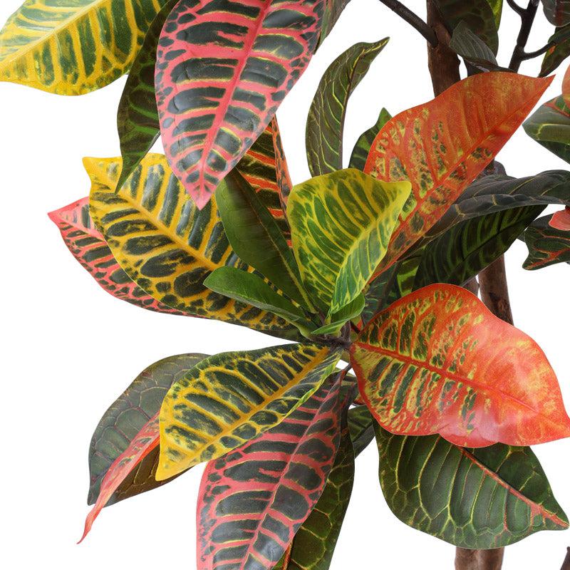 Buy Faux Realistic Croton Plant With Pot - 3.9 Feet Artificial Plants from Vaaree