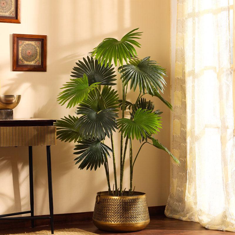 Buy Faux Realistic Fan Palm With Pot - 5.2 Feet Artificial Plants from Vaaree