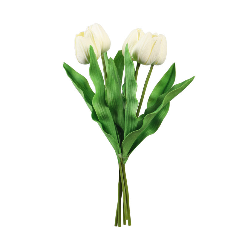 Buy Faux Realistic Tulip Flower Sticks (White) - Set Of Five Artificial Flowers from Vaaree