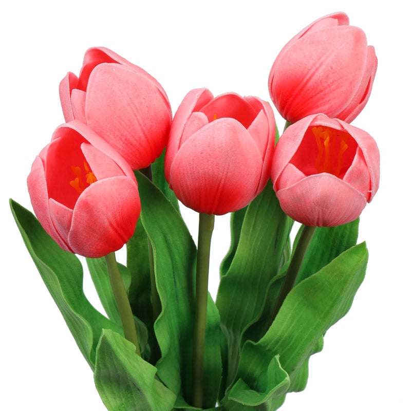 Buy Faux Realistic Tulip Flower Stick (Pink) - Set Of Five Artificial Flowers from Vaaree