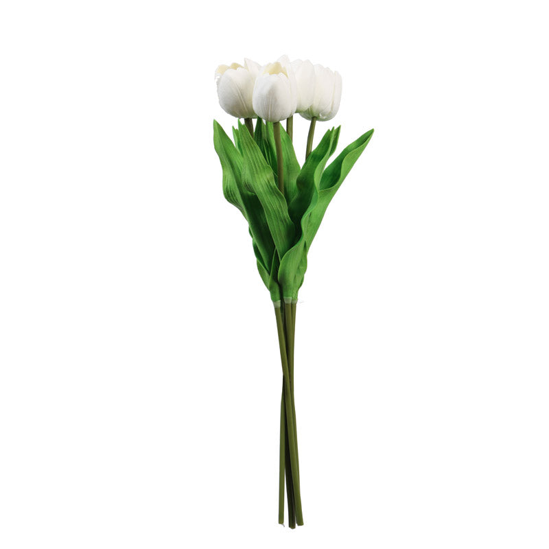 Buy Faux Realistic Tulip Flower Stick (White) - Set Of Five Artificial Flowers from Vaaree