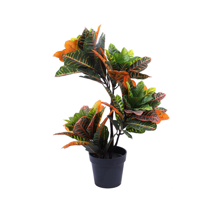 Buy Faux Realistic Croton Plant With Pot - 2.8 Feet Artificial Plants from Vaaree