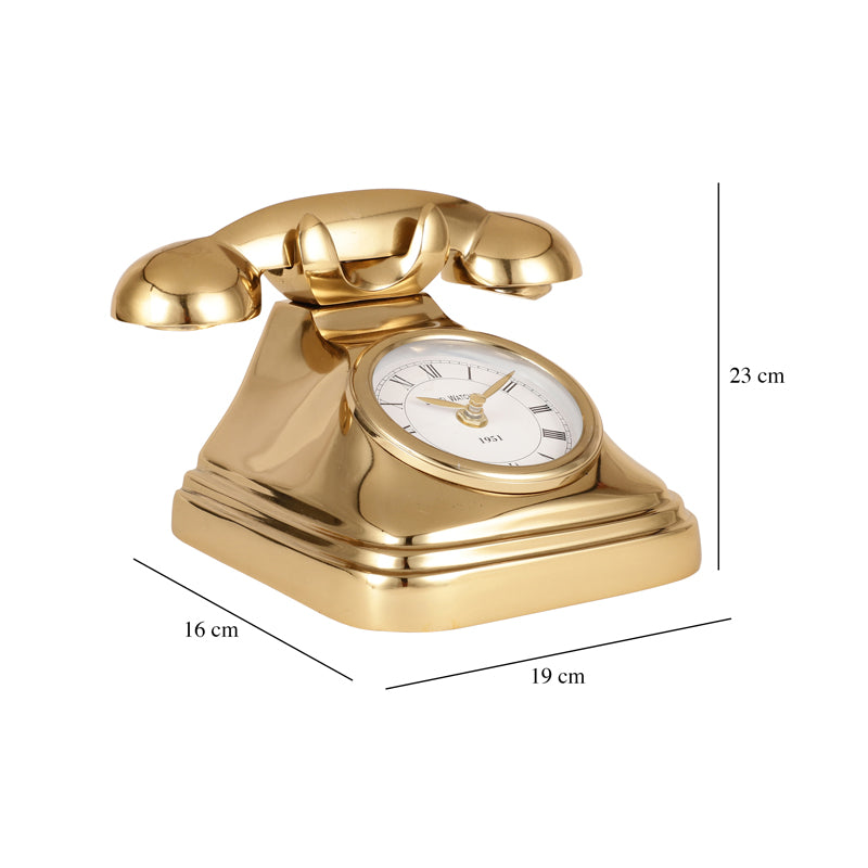 Table Clock - Antique Telephone Table Clock - Gold