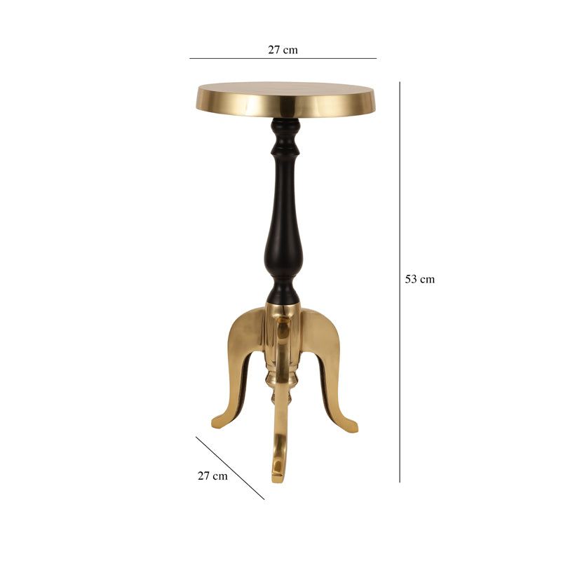 Buy Misova Antique Accent Table - Black & Gold Side & Bedside Tables from Vaaree