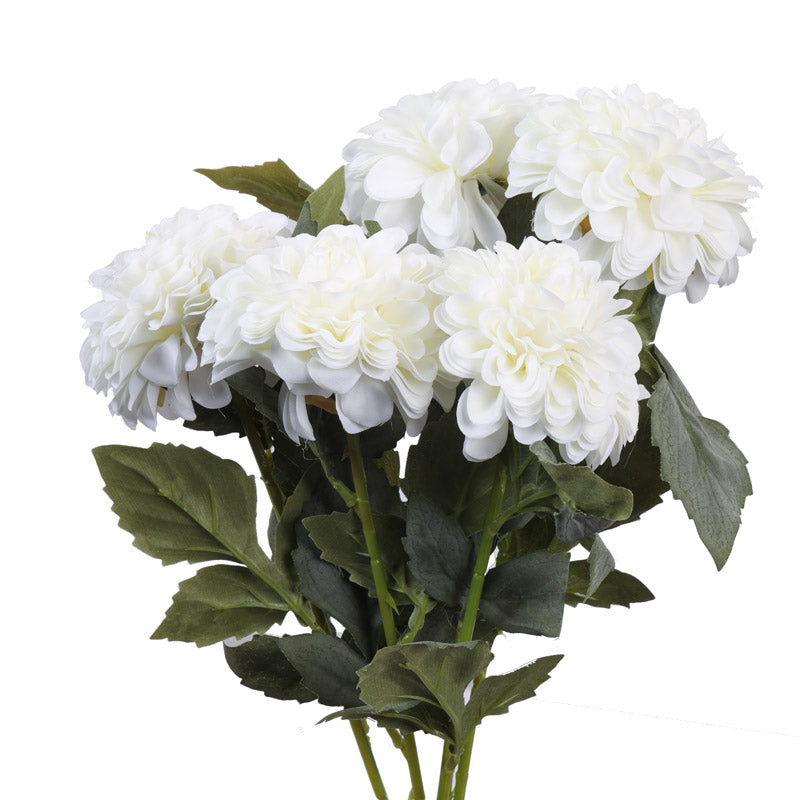 Buy Faux Realistic Chrysanthemum Flower Stick (White) - Set Of Five Artificial Flowers from Vaaree