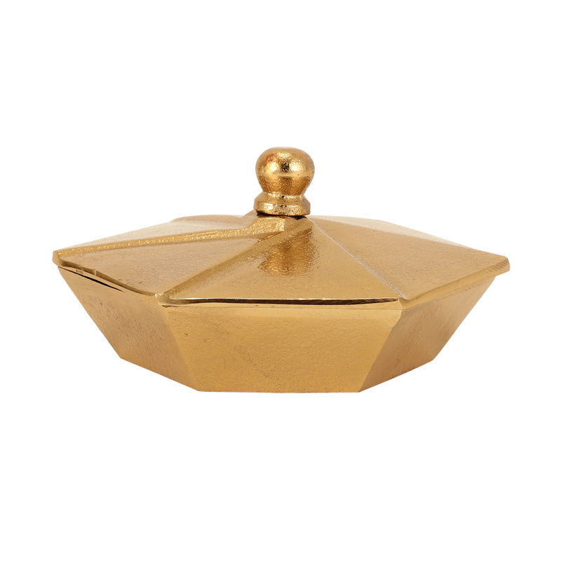 Buy Nyra Accent Bowl With Lid - Gold Accent Bowls & Trays from Vaaree