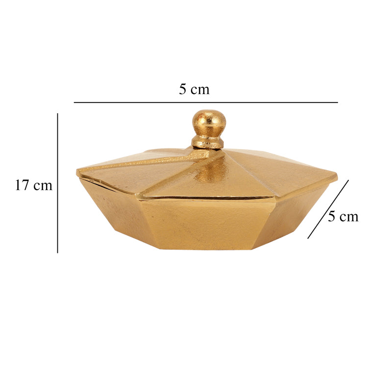 Buy Nyra Accent Bowl With Lid - Gold Accent Bowls & Trays from Vaaree