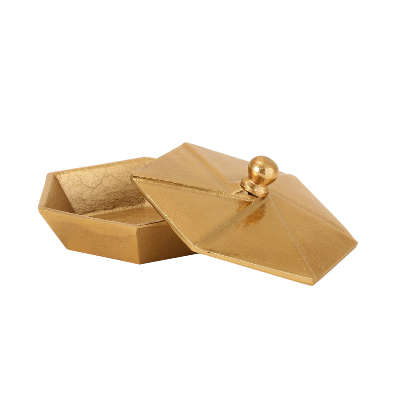 Buy Nyra Accent Bowl With Lid - Gold Accent Bowls & Trays from Vaaree