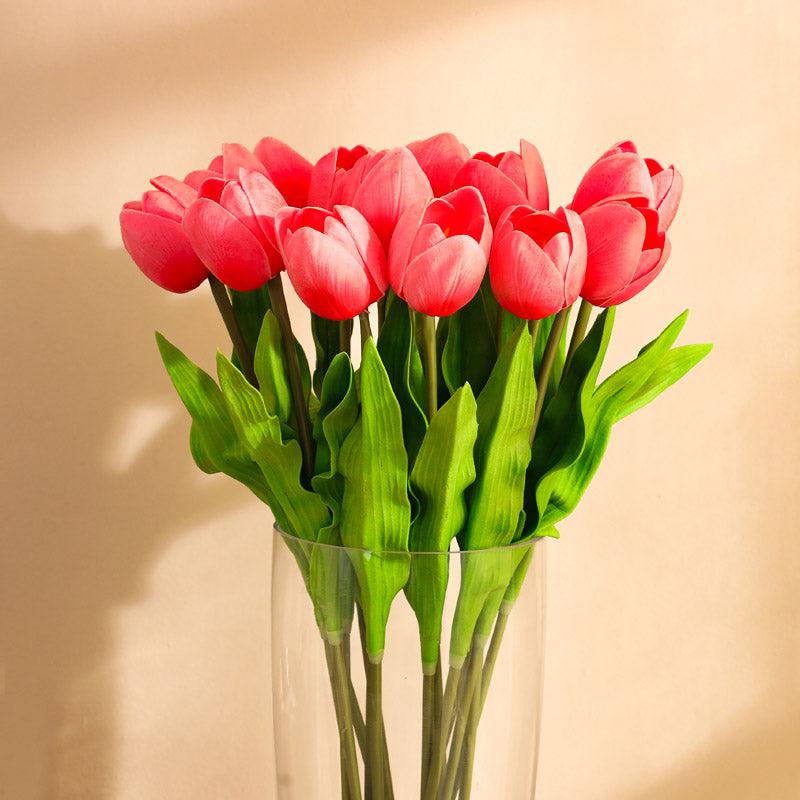 Buy Faux Realistic Tulip Flower Stick (Pink) - Set Of Five Artificial Flowers from Vaaree