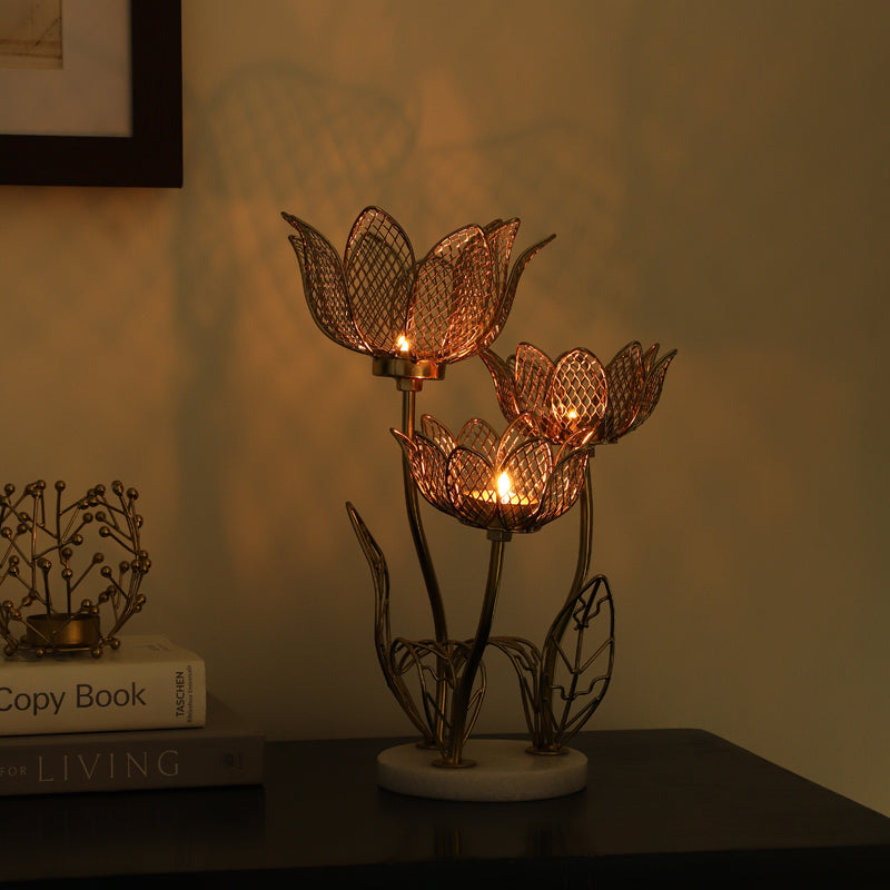 Buy Lotus Cluster Tealight Candle Holder Candle Holders from Vaaree