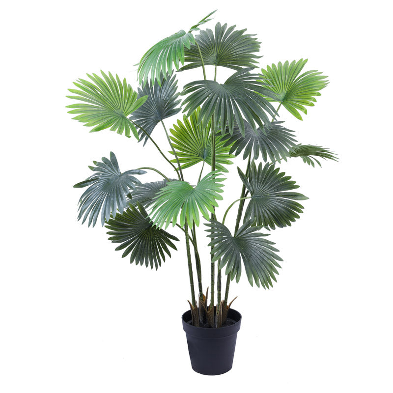 Buy Faux Realistic Fan Palm With Pot - 5.2 Feet Artificial Plants from Vaaree