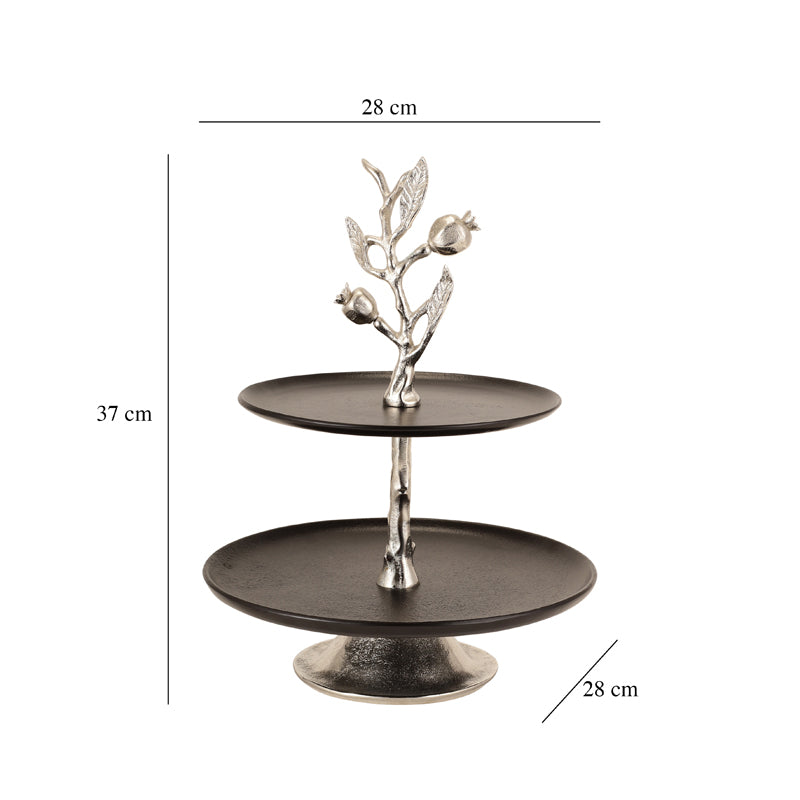 Buy Pomegranate Elegance Cake Stand - Silver Cake Stand from Vaaree