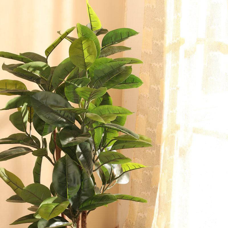 Buy Faux Realistic Rubber Tree With Pot - 3.9 Feet Artificial Plants from Vaaree