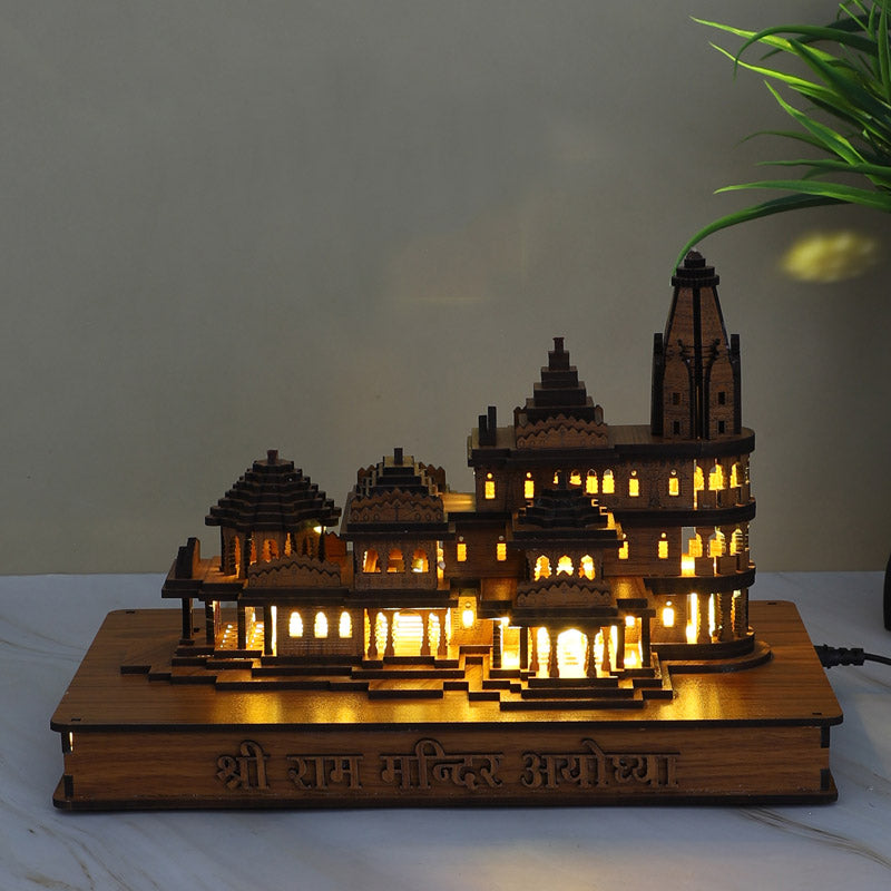 Buy Divine Teal Wood Ram Mandir Showpiece Showpieces from Vaaree