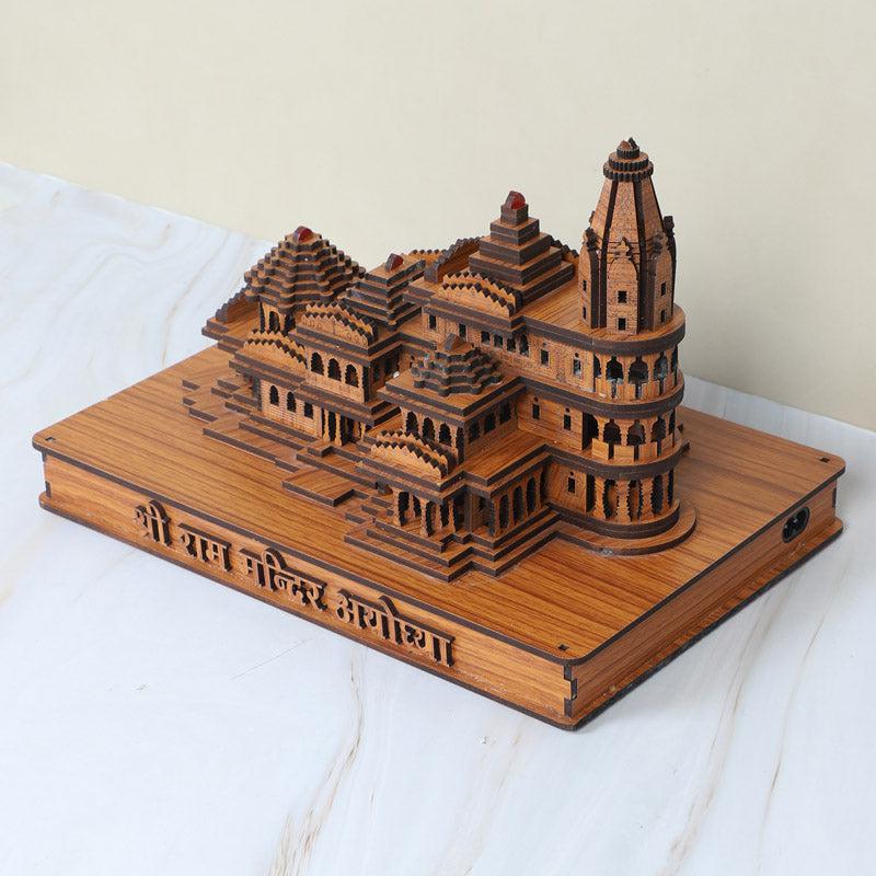 Buy Divine Teal Wood Ram Mandir Showpiece Showpieces from Vaaree