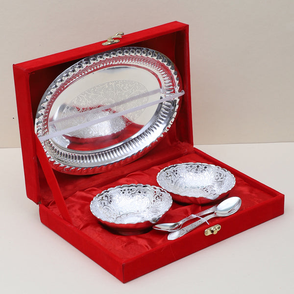 Bowl - Moti Golden Bowl With Spoon & Tray (100 ML) - Set Of Five