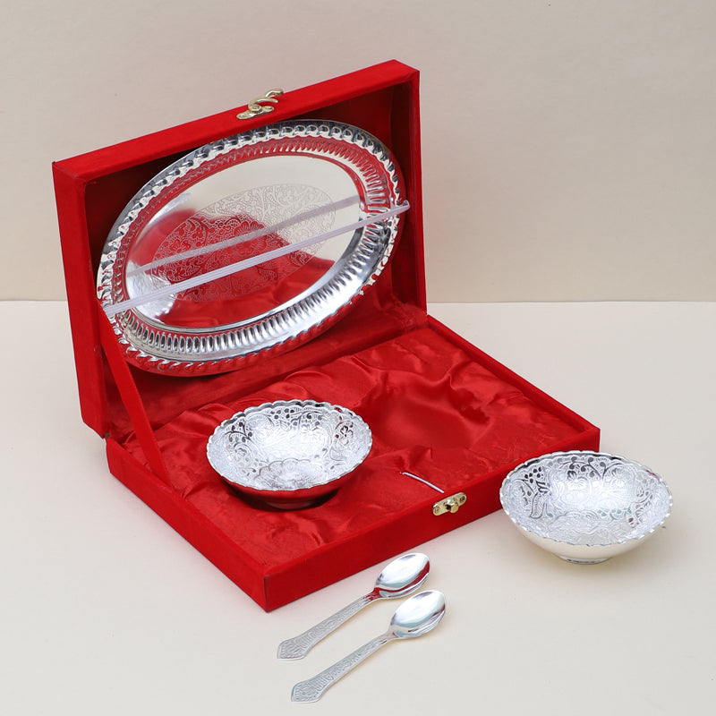 Bowl - Moti Golden Bowl With Spoon & Tray (100 ML) - Set Of Five