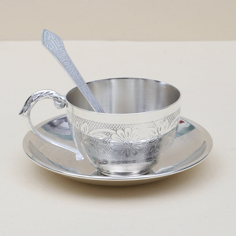 Tea Cup & Saucer - Geetika Tea Set With Spoon (150 ML) - Set Of Twelve