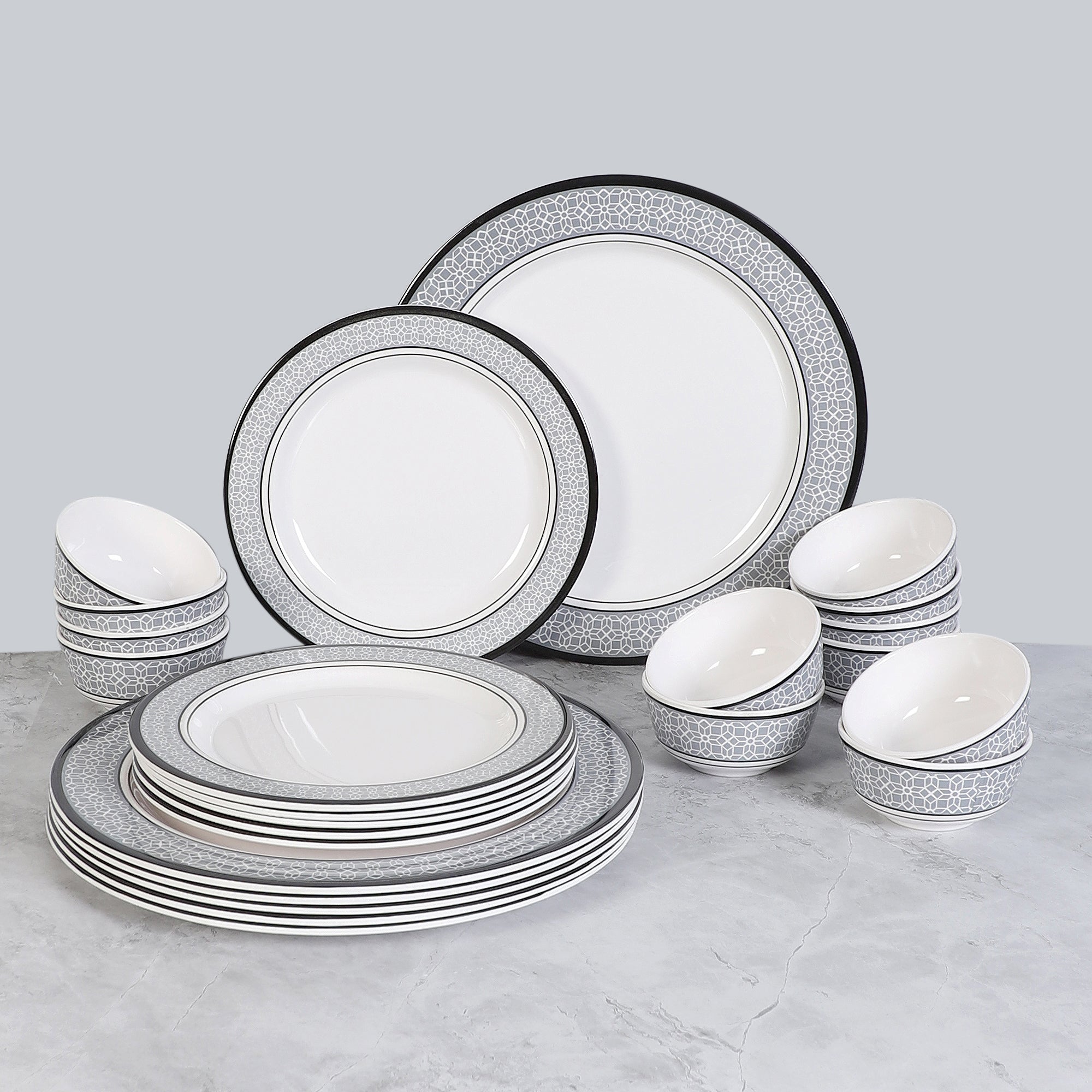 Buy Miro Ethnic Dinner Plate - 24 Piece Set Dinner Set from Vaaree