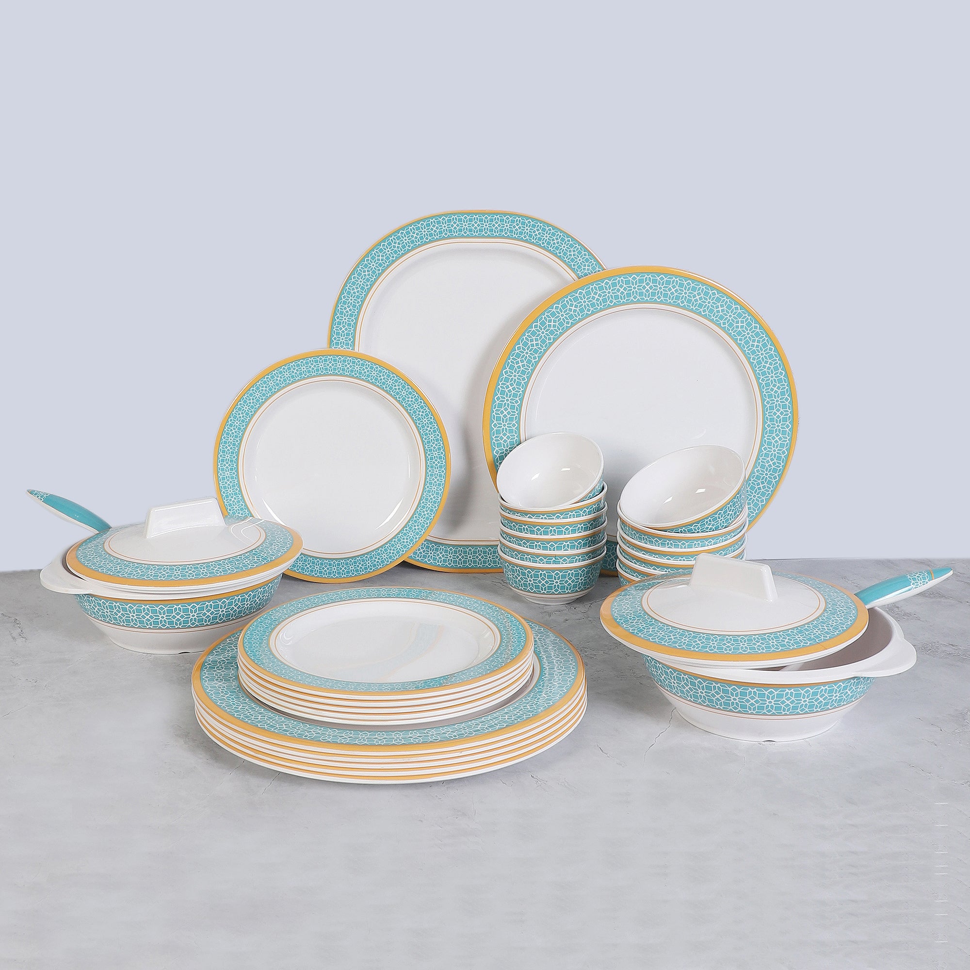 Buy Cubicio Ethnic Dinner Set - 31 Piece Set Dinner Set from Vaaree