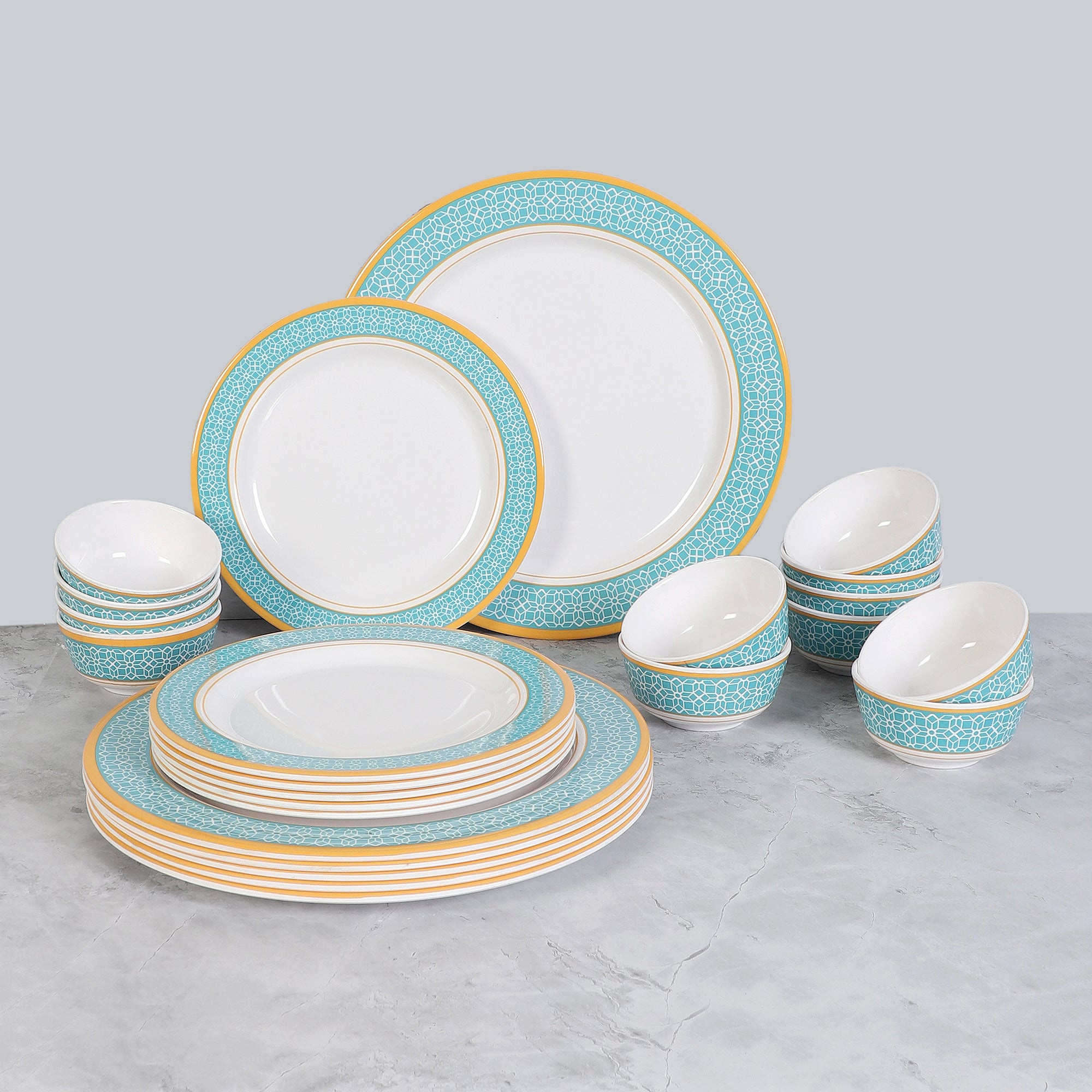 Buy Cubicio Ethnic Dinner Set - 24 Piece Set Dinner Set from Vaaree