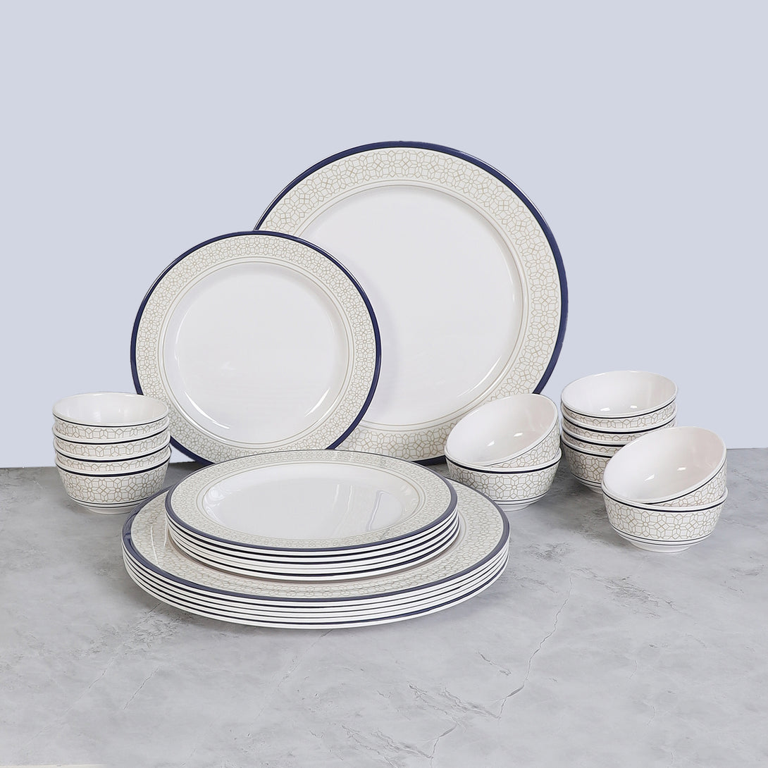 Dinner Set - Cubicio Ethnic Dinner Set (Yellow) - 24 Piece Set