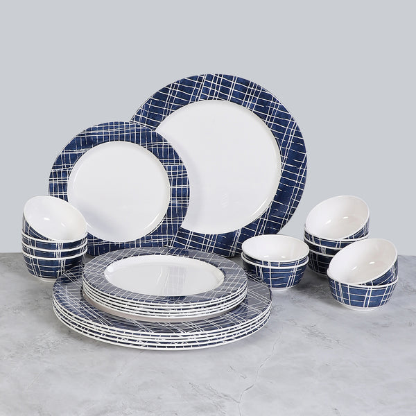 Dinner Set - Triva Checkered Dinner Plate - 24 Piece Set