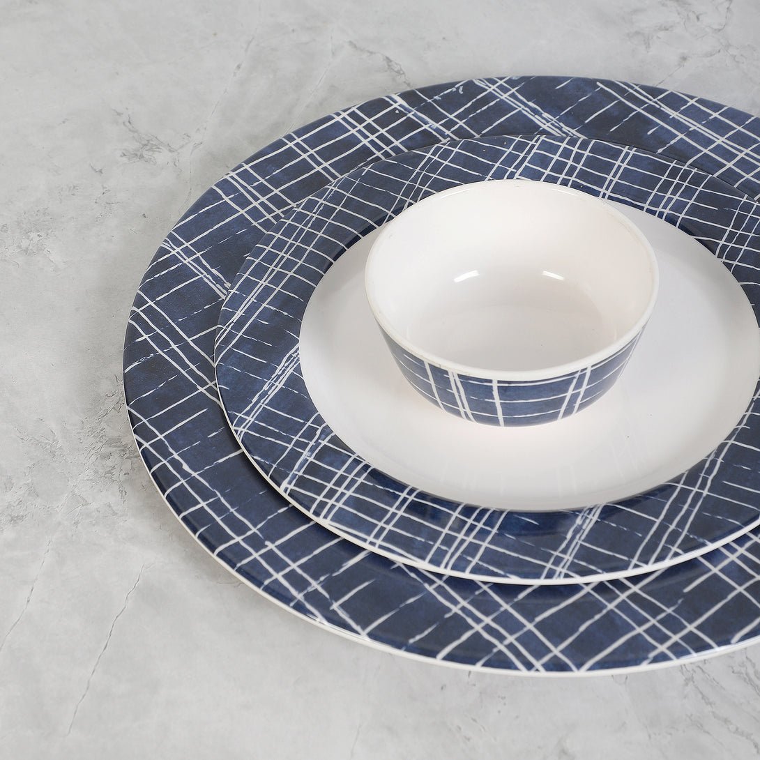 Dinner Set - Triva Checkered Dinner Plate - 24 Piece Set