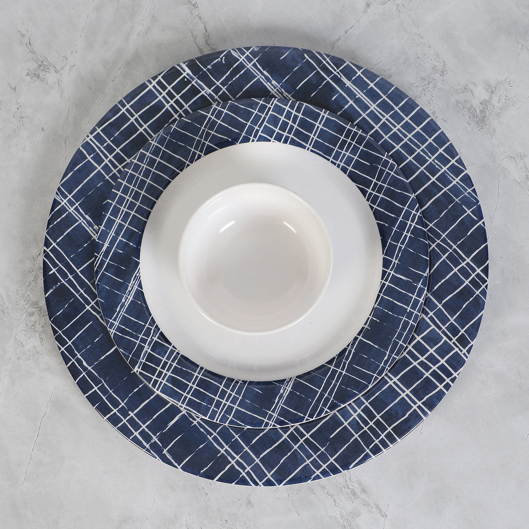 Dinner Set - Triva Checkered Dinner Plate - 24 Piece Set