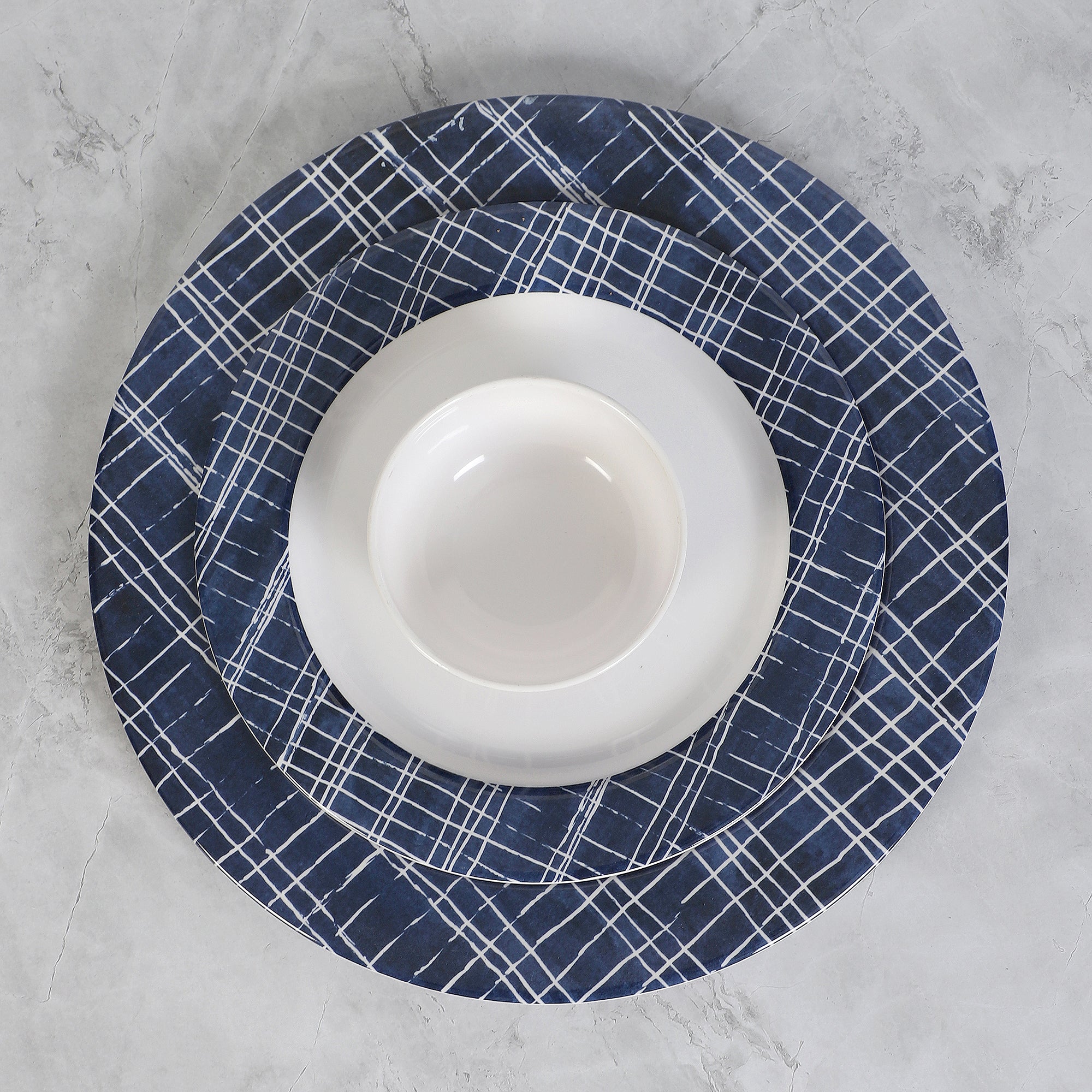 Buy Triva Checkered Dinner Plate - 24 Piece Set Dinner Set from Vaaree