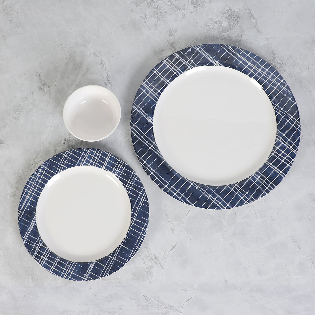 Dinner Set - Triva Checkered Dinner Plate - 24 Piece Set