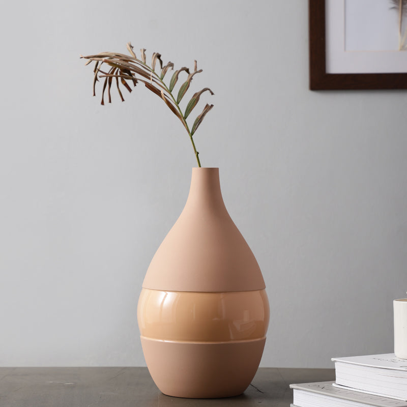 Buy Yato Enamel Vase (Beige) - Large Vase from Vaaree