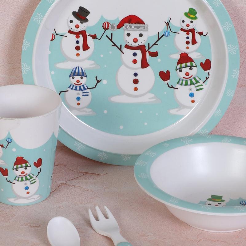 Buy Snowman Party Kids Dinner Set - Five Piece Set Kids Dinner Set from Vaaree