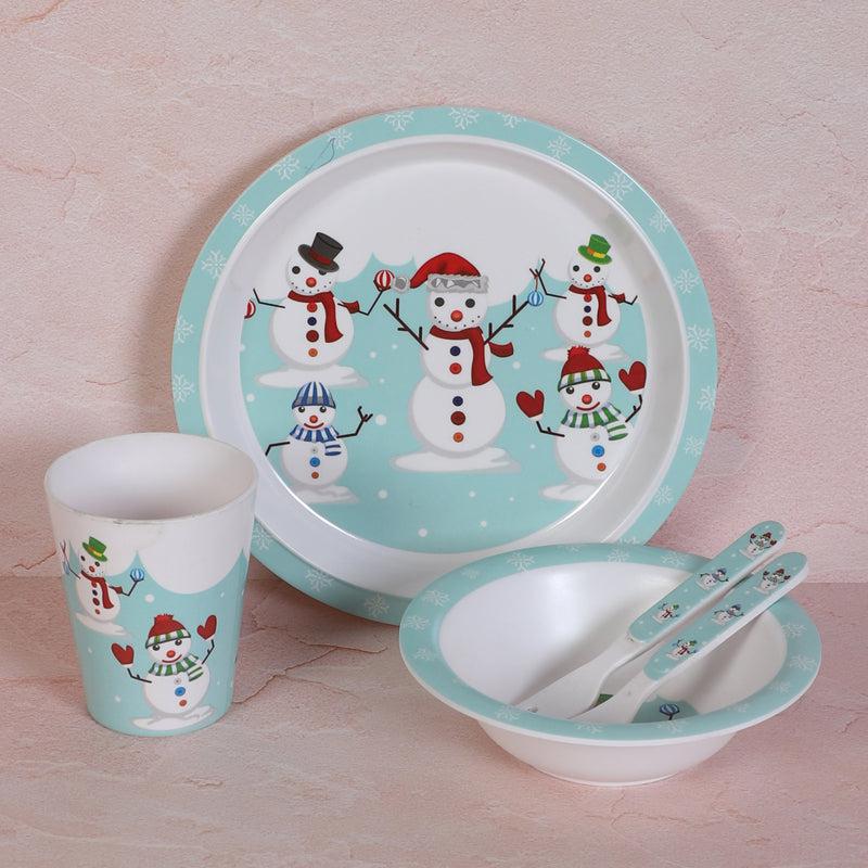 Buy Snowman Party Kids Dinner Set - Five Piece Set Kids Dinner Set from Vaaree