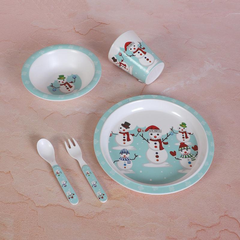 Buy Snowman Party Kids Dinner Set - Five Piece Set Kids Dinner Set from Vaaree