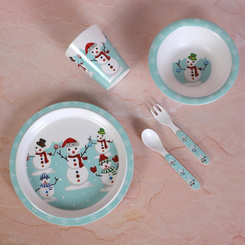 Buy Snowman Party Kids Dinner Set - Five Piece Set Kids Dinner Set from Vaaree