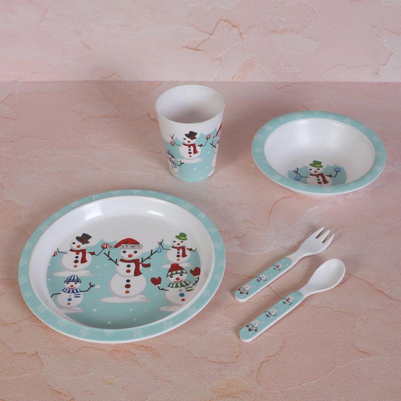 Buy Snowman Party Kids Dinner Set - Five Piece Set Kids Dinner Set from Vaaree