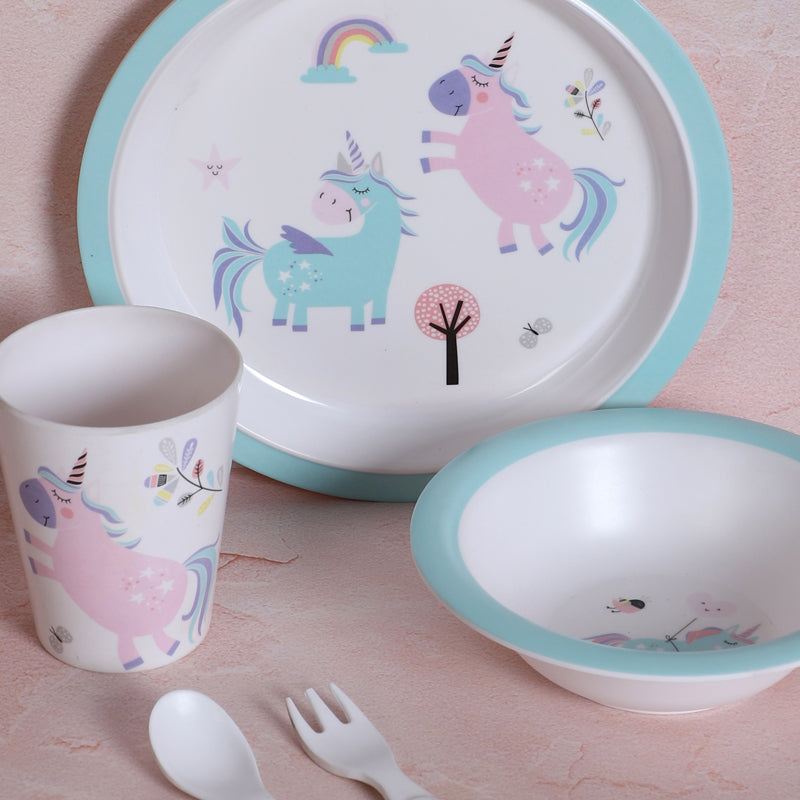 Buy Unicorn Land Kids Dinner Set - Five Piece Set Kids Dinner Set from Vaaree