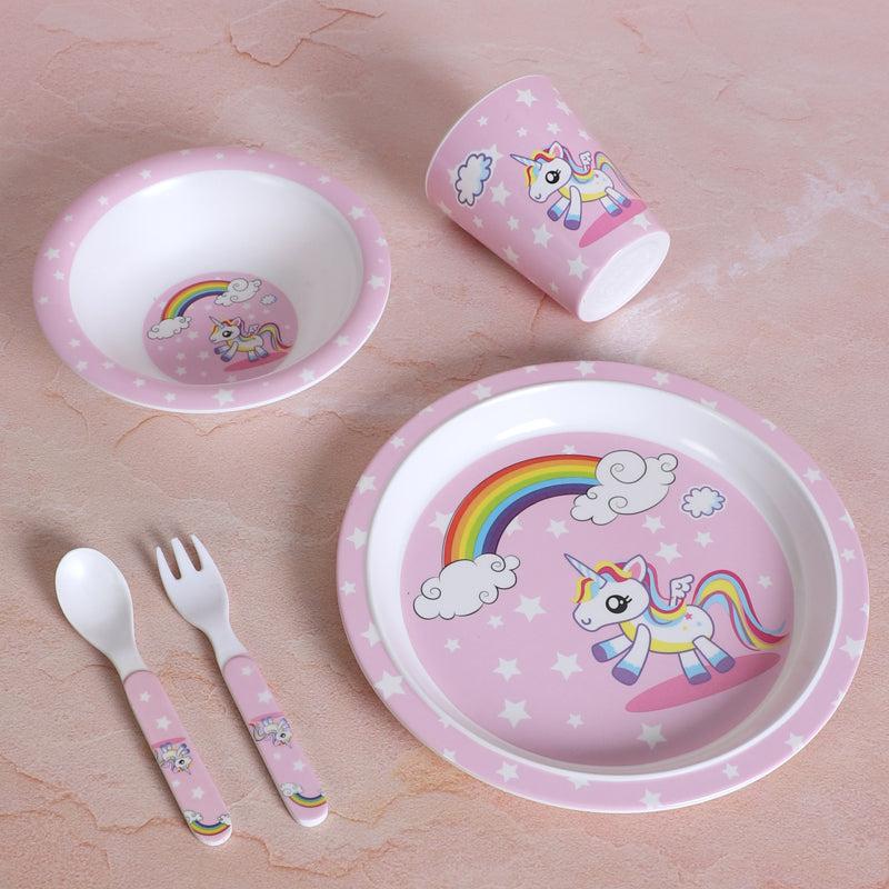 Buy Unicorn Hop Kids Dinner Set - Five Piece Set Kids Dinner Set from Vaaree