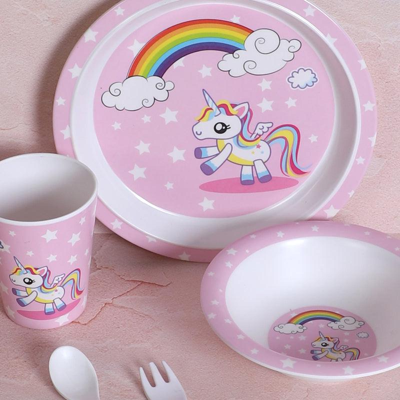 Buy Unicorn Hop Kids Dinner Set - Five Piece Set Kids Dinner Set from Vaaree