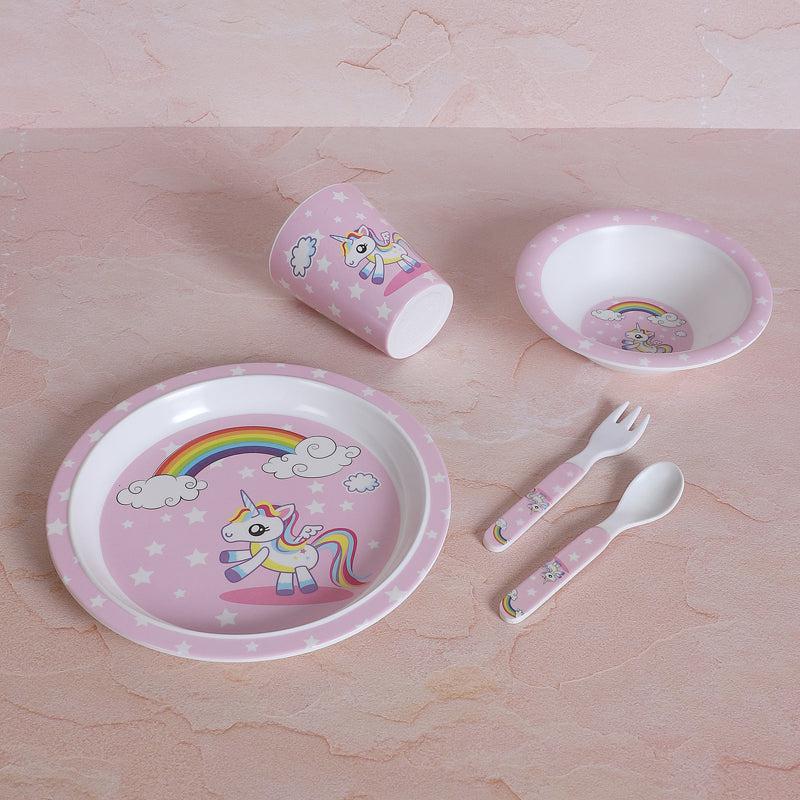 Buy Unicorn Hop Kids Dinner Set - Five Piece Set Kids Dinner Set from Vaaree