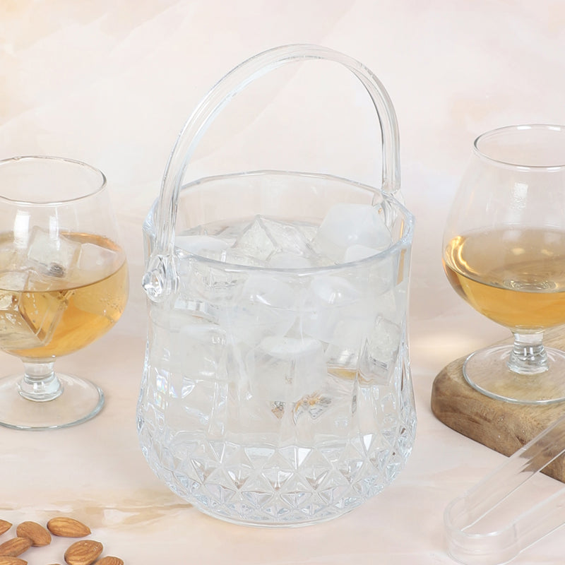 Barware Set - Trimo 1000 ML Ice Bucket With 300 ML Glass And Tong - Four Piece Set