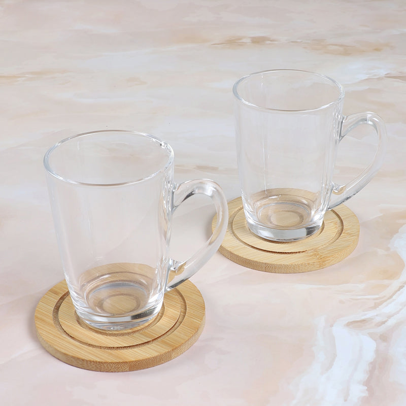 Mug & Tea Cup - Cosmin Glass Cup (180 ML) - Set Of Two