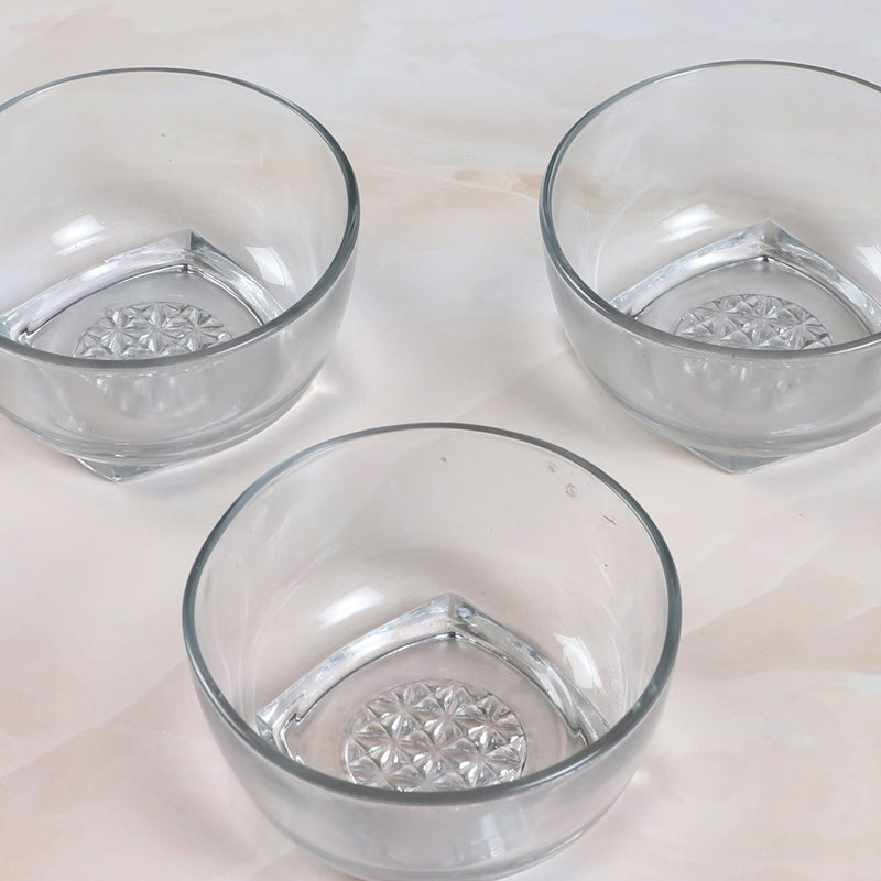 Bowl - Kublai Glass Snack Bowl (300 ML) - Set Of Three