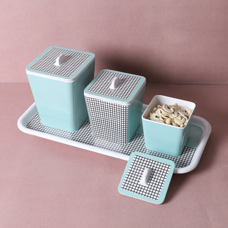 Container - Aksa Storage Jar With Tray - Four Piece Set