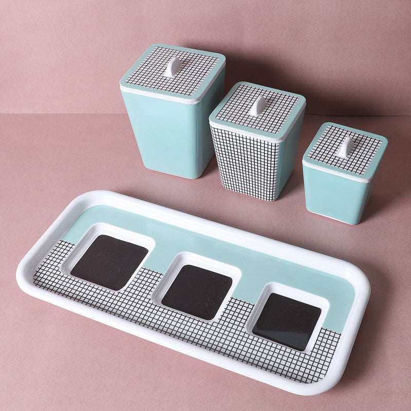 Container - Aksa Storage Jar With Tray - Four Piece Set