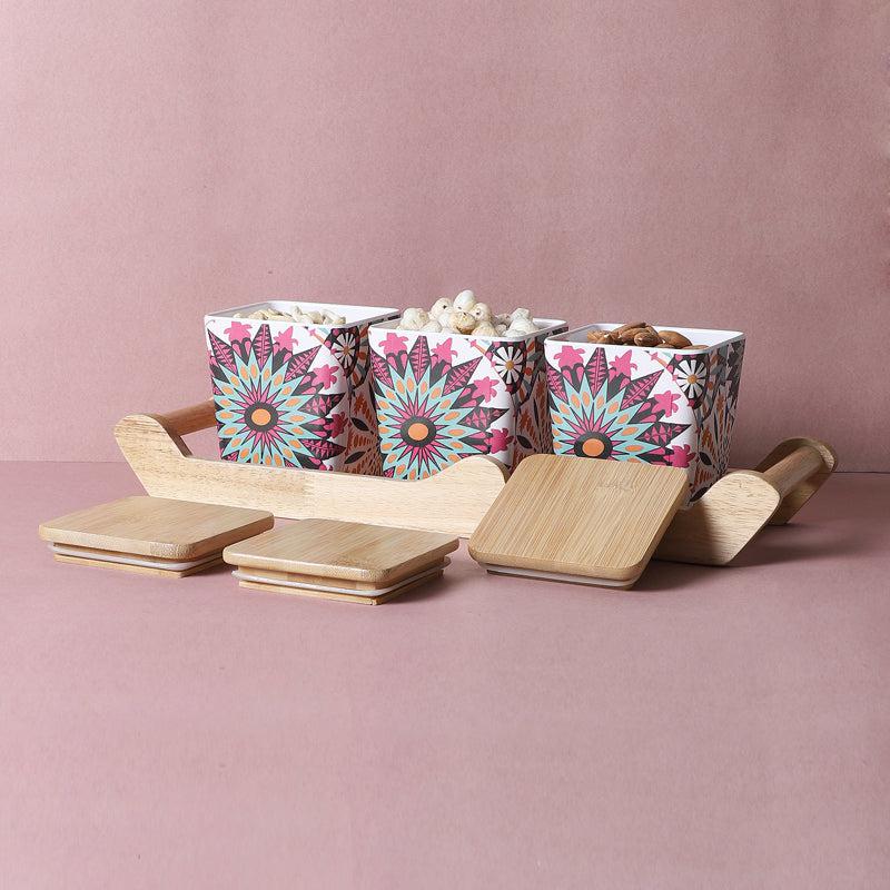 Buy Juna Floral Storage Jar With Tray - Four Piece Set Container from Vaaree