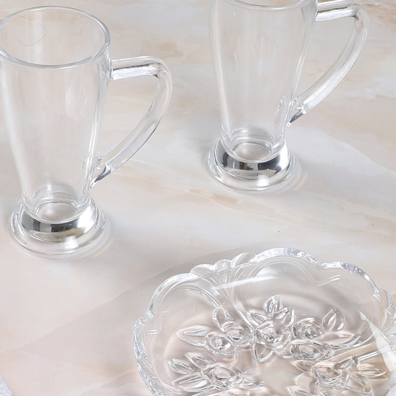 Barware Set - Gratian (450 ML) Beer Glass & Snack Plate Combo - Three Piece Set