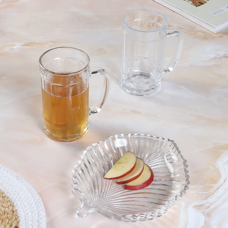 Barware Set - Hili (250 ML) Beer Glass & Snack Plate Combo - Three Piece Set